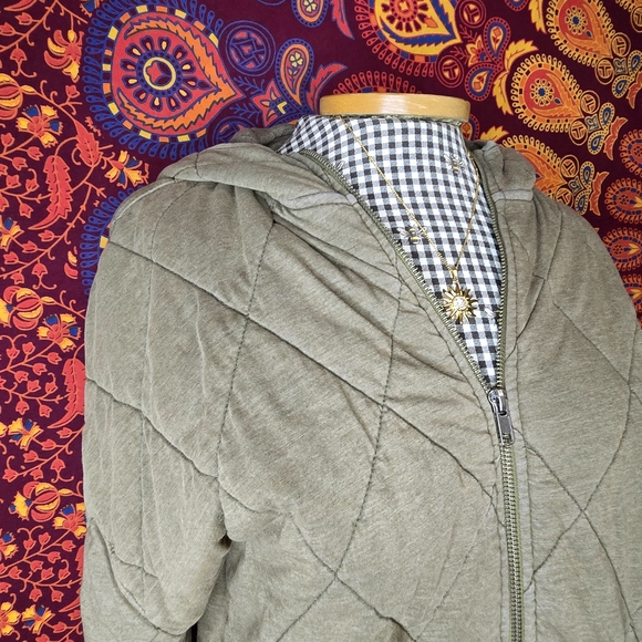 Quilted Olive Green Hooded Jacket - Picture 6 of 9